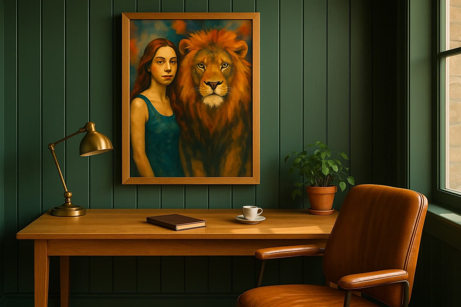 Office interior with framed art